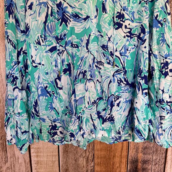Lilly Pulitzer Tunic Top Willa in Tropical Turquoise Elephant Preppy Beach Small - Picture 4 of 9